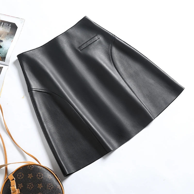 2025秋冬新款海宁真皮皮裙半身裙女a字高腰显瘦裙子