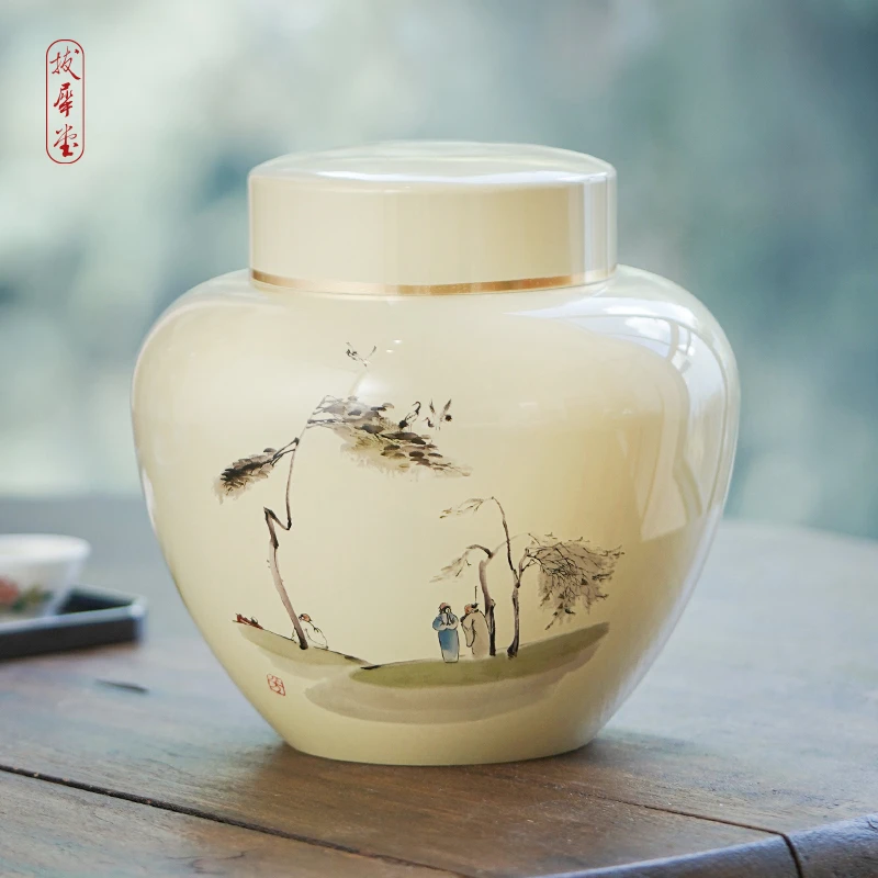 斑锡·龙赖庆国大师工作室拔犀堂作品锡罐釉面清远茶仓纯锡茶叶罐