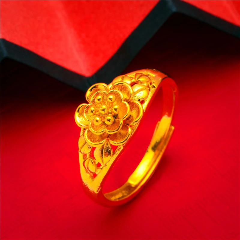 铜合金戒指 玫瑰花戒指女简约时尚气质开口可调节食指饰品