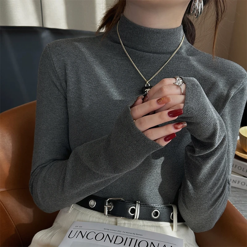 2024德绒加厚保暖新款打底衫秋冬半高领加绒内搭修身上衣女CX2665