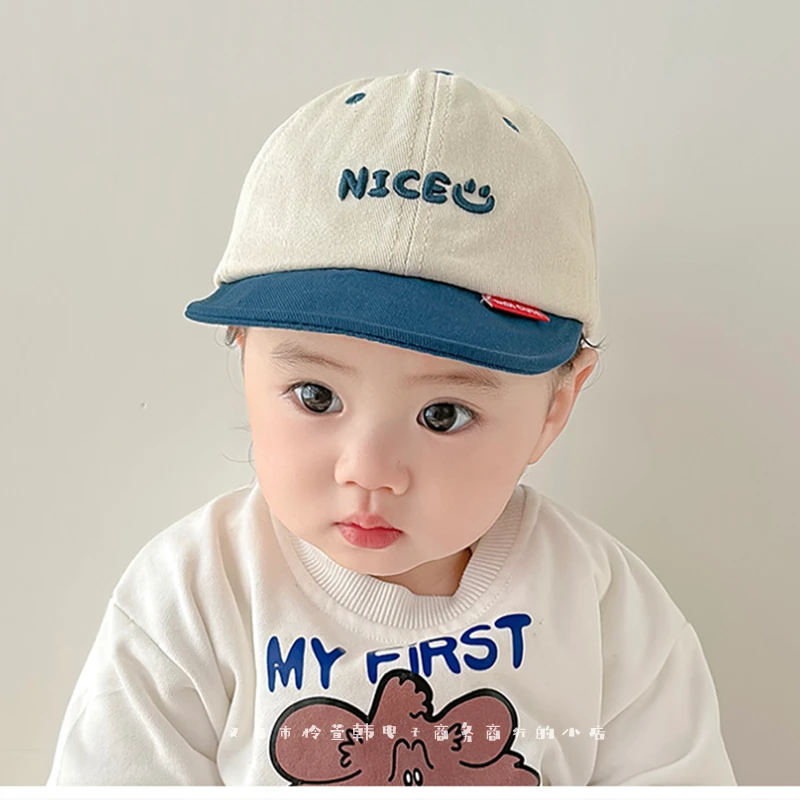 ins风拼色婴儿帽子个性字母刺绣宝宝鸭舌帽百搭遮阳男女童棒球帽