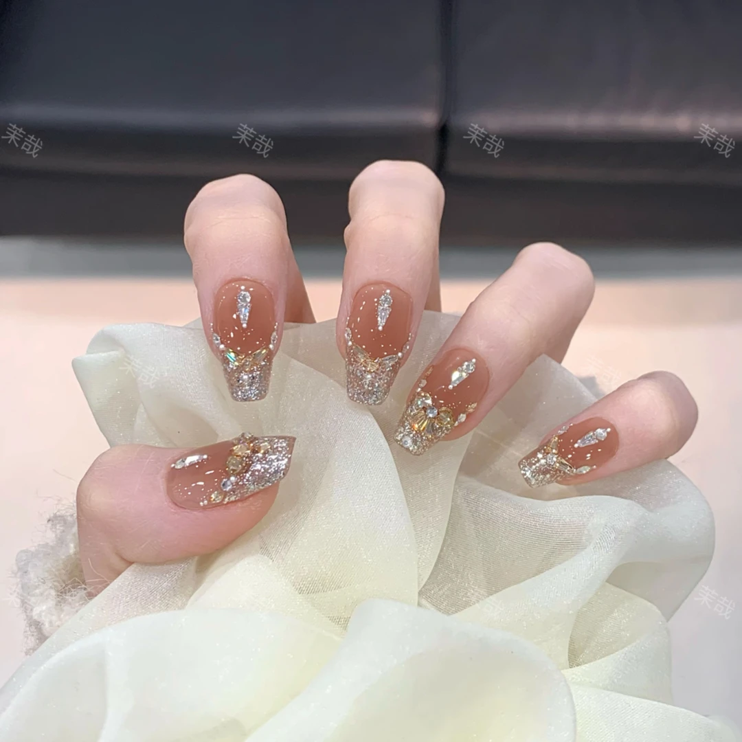 茉哉【落日余晖】纯手工定制美甲拆卸穿戴甲A3479