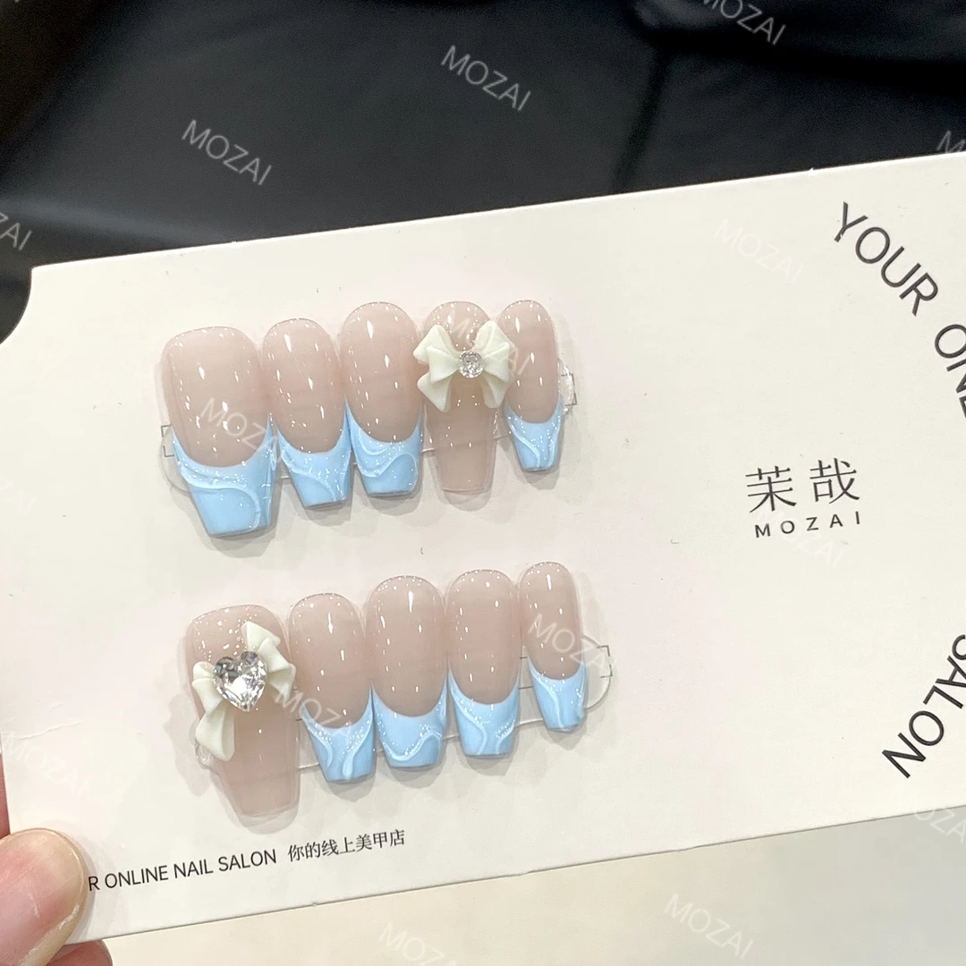 茉哉安娜【奶盐芝士】孤纯手工定制美甲拆卸穿戴甲A3158