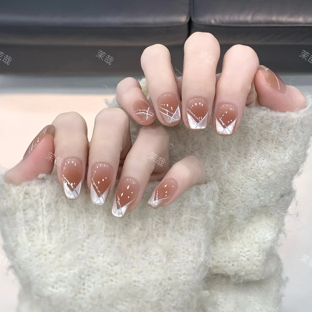 茉哉【法式浪漫】纯手工定制美甲拆卸穿戴甲A3525