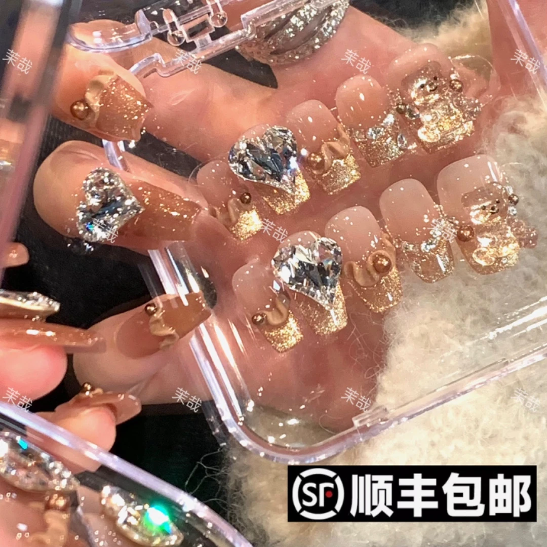 茉哉高定【施家全华/小熊蛋糕】纯手工定制美甲拆卸穿戴甲A3278