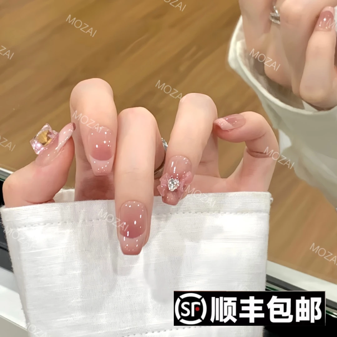茉哉安娜【胭脂玉】纯手工定制美甲可拆卸穿戴甲A2652/A2653