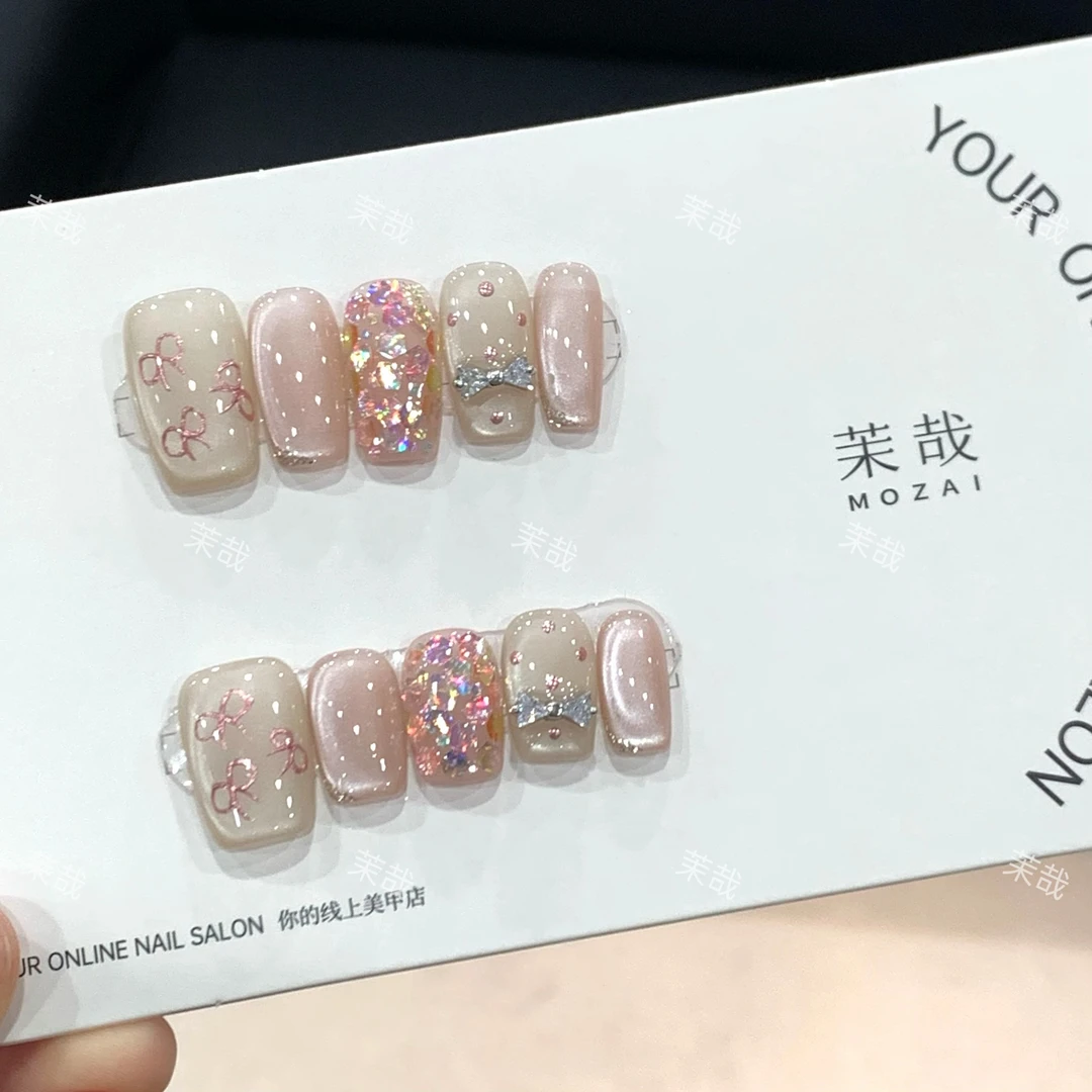 茉哉【可可布蕾】纯手工定制美甲可拆卸穿戴甲A3425