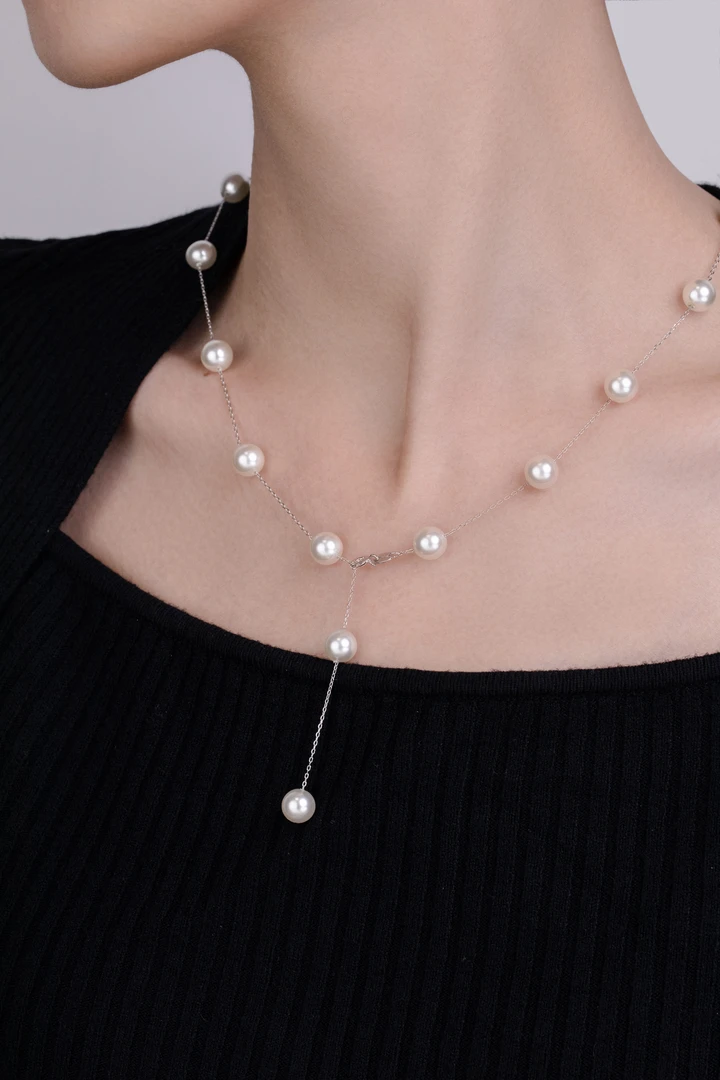 坠链均925银 满天星珠珠项链气质白色小众优雅优雅素款百搭简约