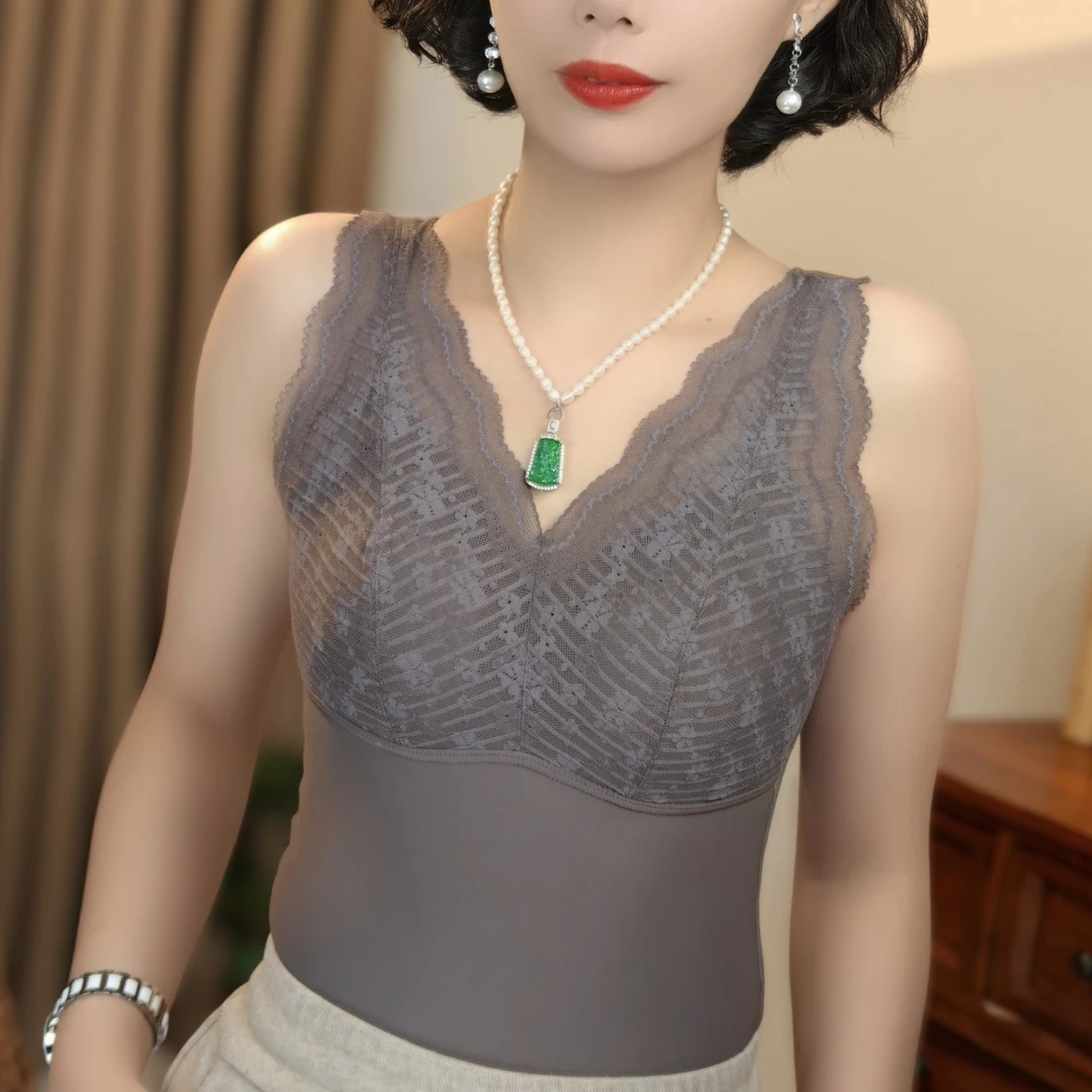 【蚕宝专属】秋冬无痕保暖女背心养肤轻氧6A级桑-女保暖上衣加绒