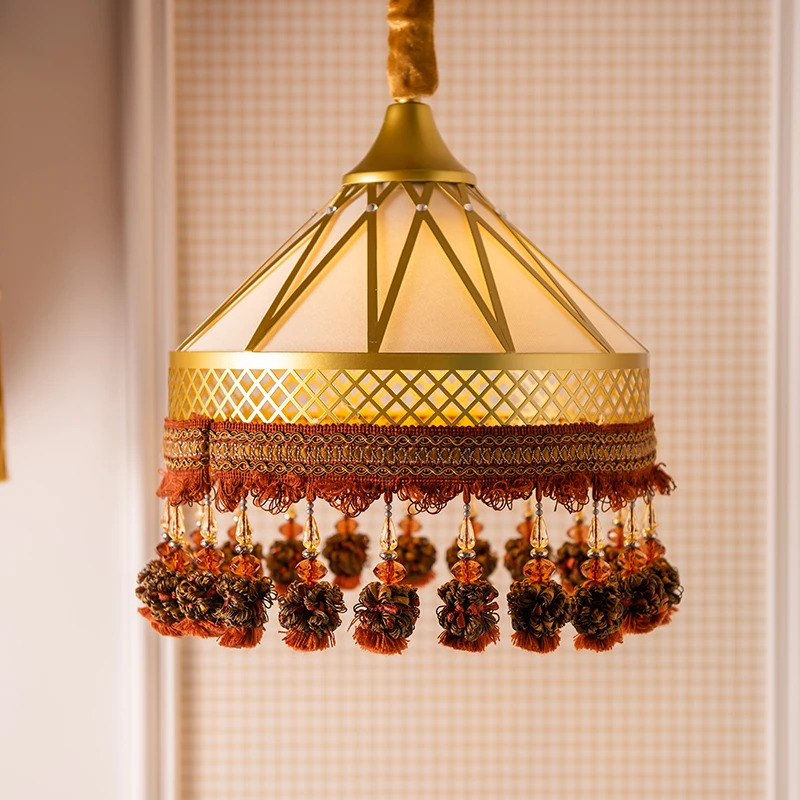 蒙古复古蒂民族餐厅蒙古金属拉丝吊灯酒吧门厅卧室民宿创意别墅灯