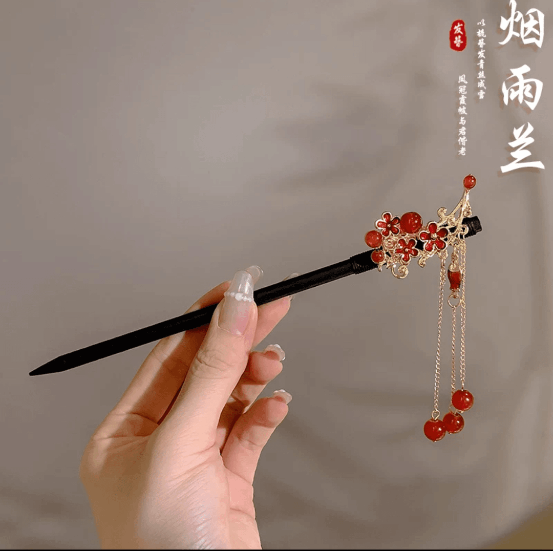 含薇 旗袍头饰发饰古风步摇复古简约气质百搭中式日常中国风盘发簪2556