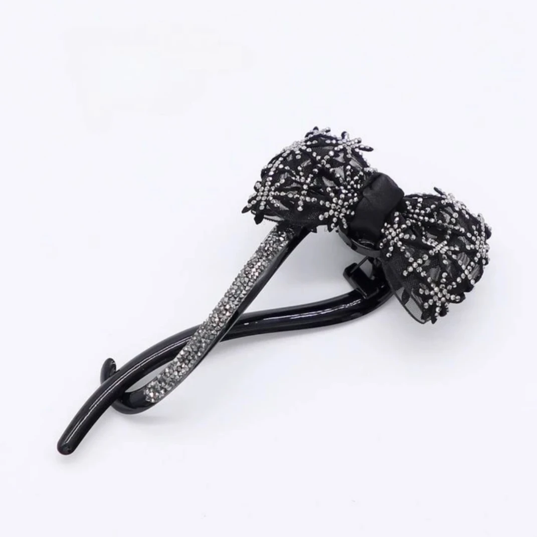 烟花法式网纱蝴蝶结一字扭扭夹女新款高级感后脑勺发夹子百搭1473