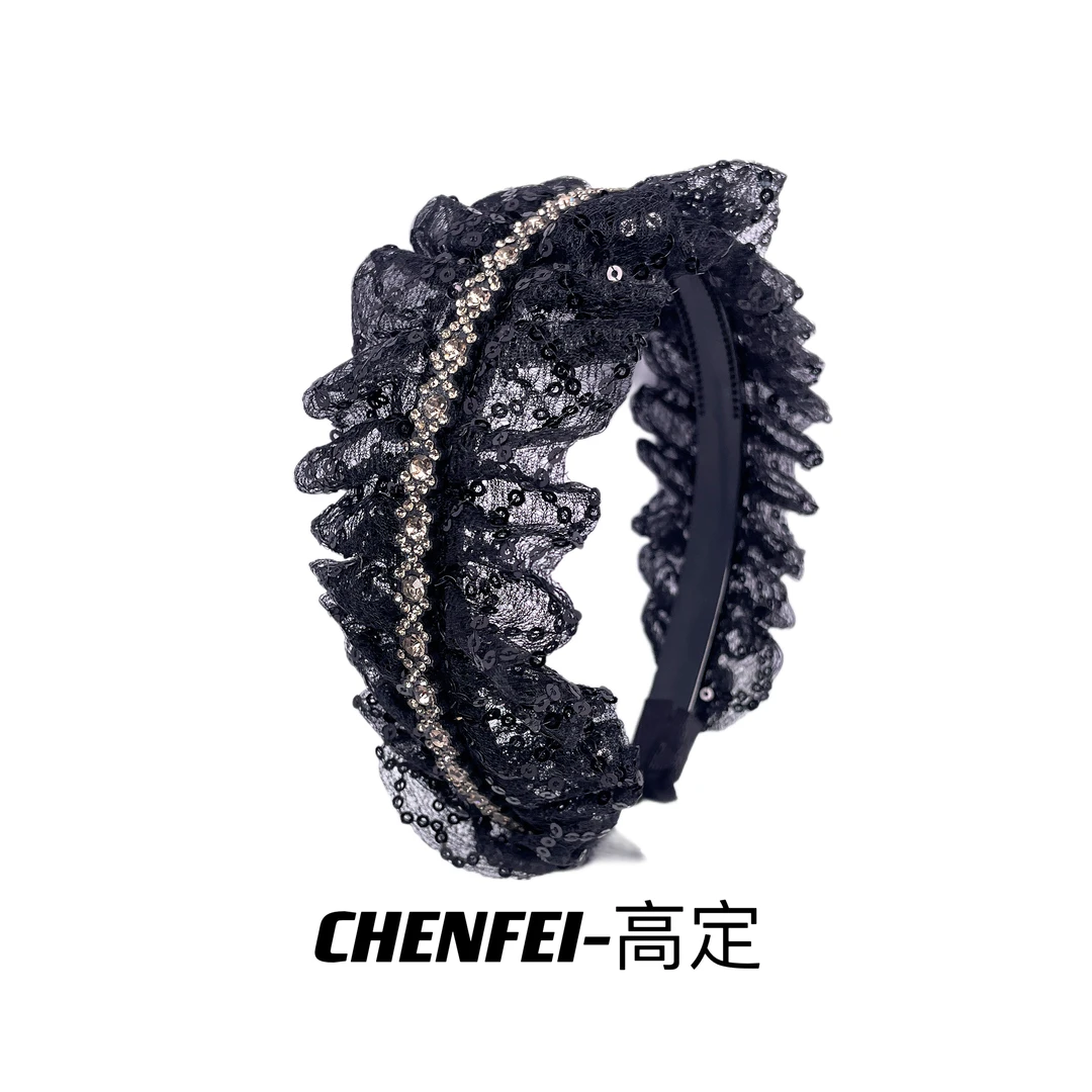 A满天星蕾丝花朵宽边发箍女年新款高颅顶压发头箍洗脸1019