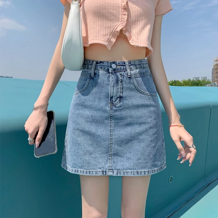 夏季装显瘦a字牛仔小短裙女2023新款高腰小个子包臀裙牛仔半身裙