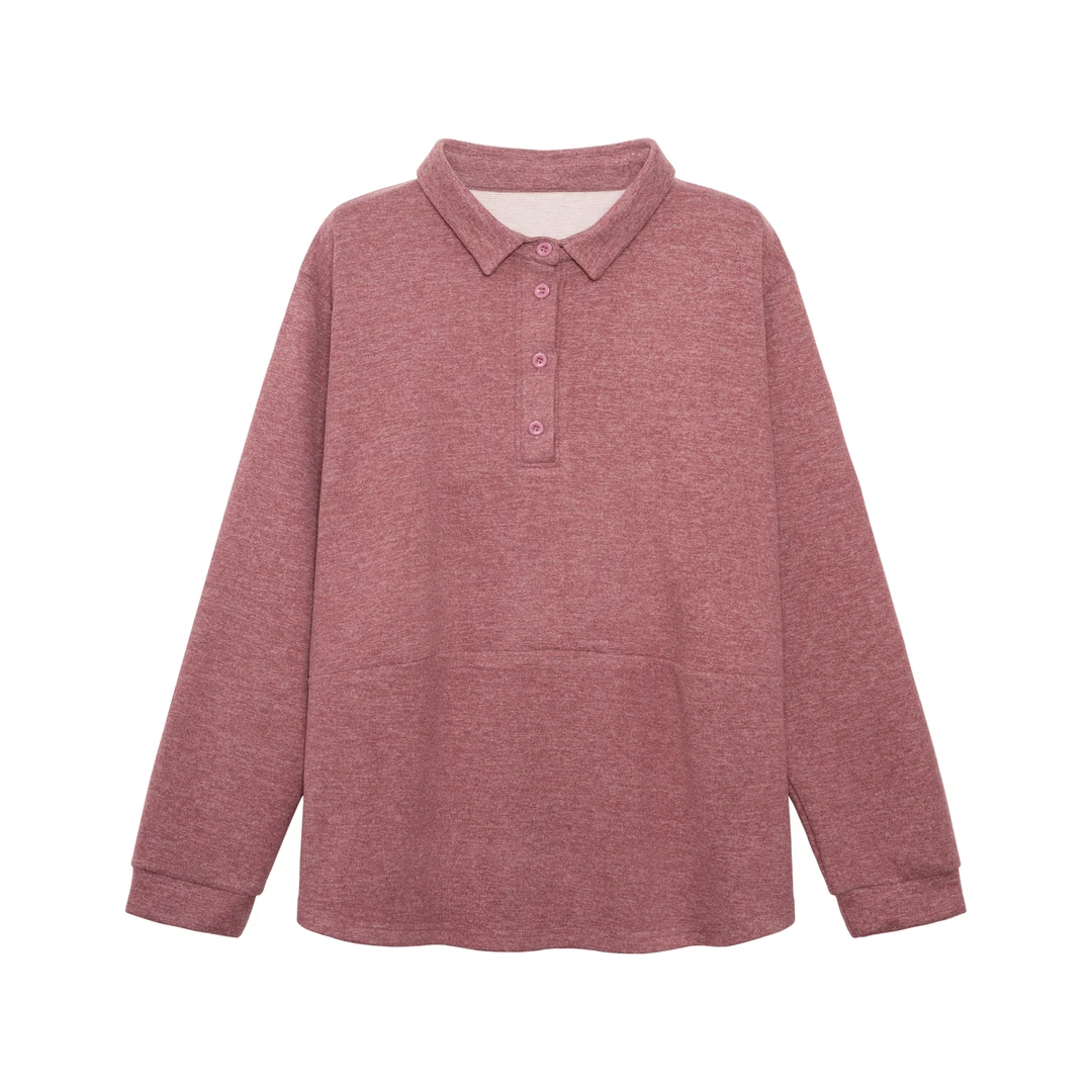 新款升级双面撞色奥绒衬衣领双面舒适保暖打底绒衣060622