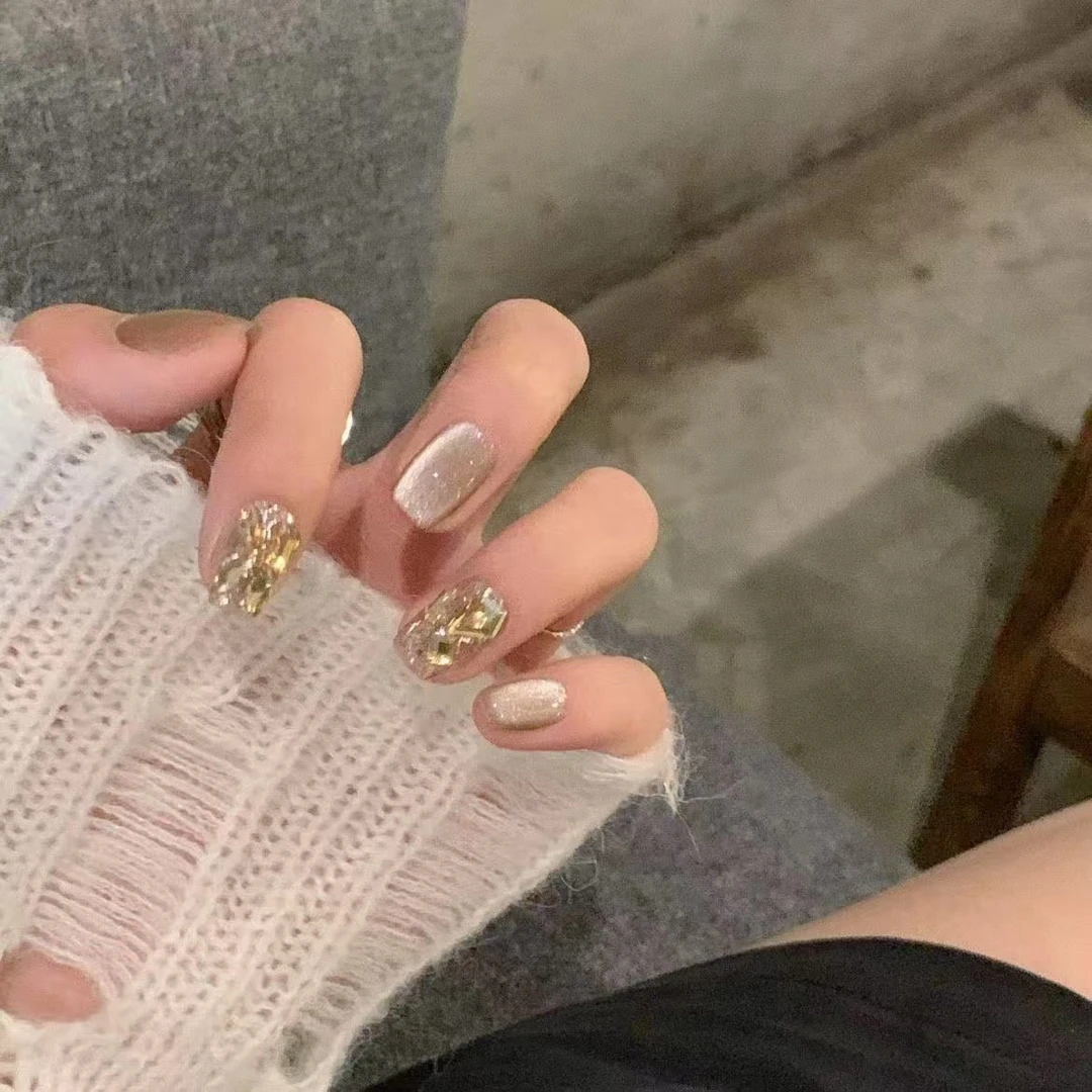 【2112号】香槟美人10片装纯手工穿戴美甲