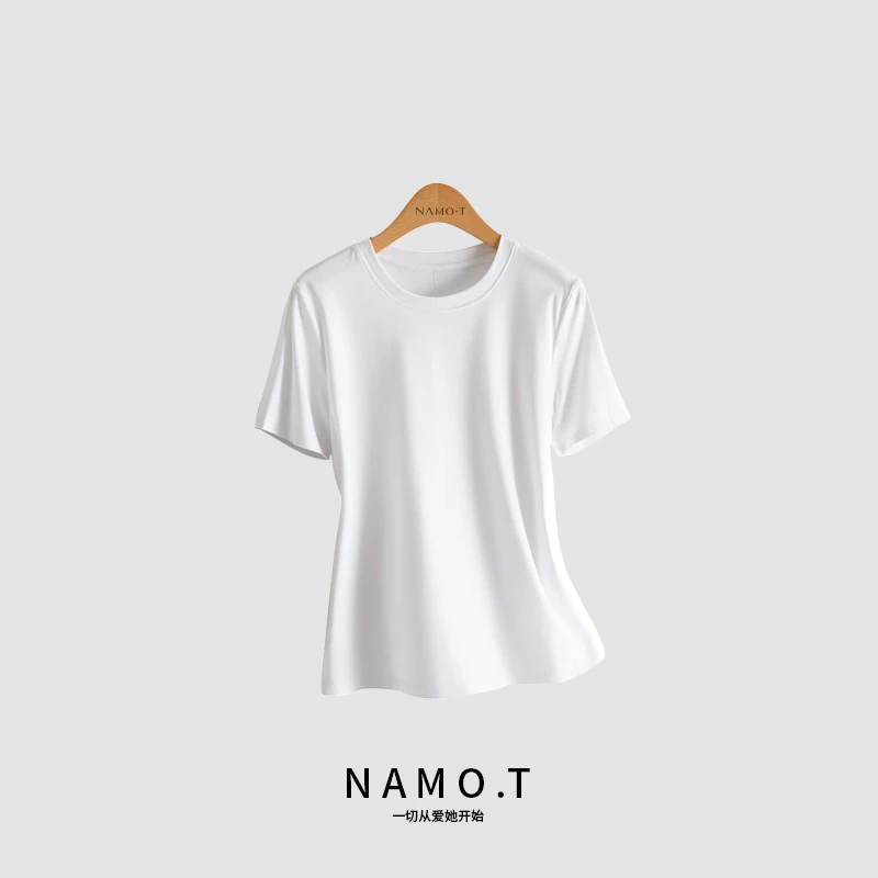 NAMO.T百搭休闲天丝桑蚕丝短袖T恤NG1309030