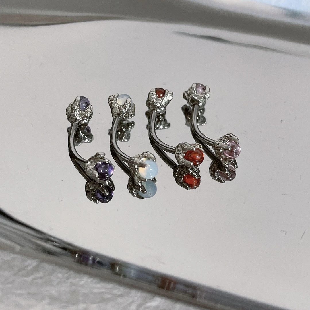 钛钢耳饰 钛钢耳饰 眉钉唇中钉rook钉龙爪锆石钛钢穿刺饰品