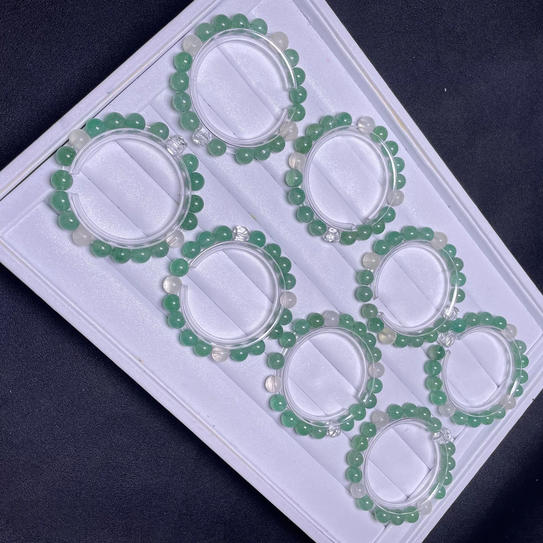 【绿野仙运】天然绿草莓+拉丝萤石单圈手串