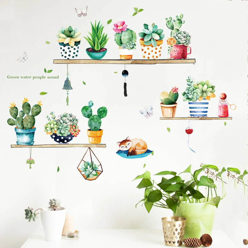 创意绿植墙上贴花墙贴房间墙面装饰自粘墙壁贴纸卧室小清新墙贴画
