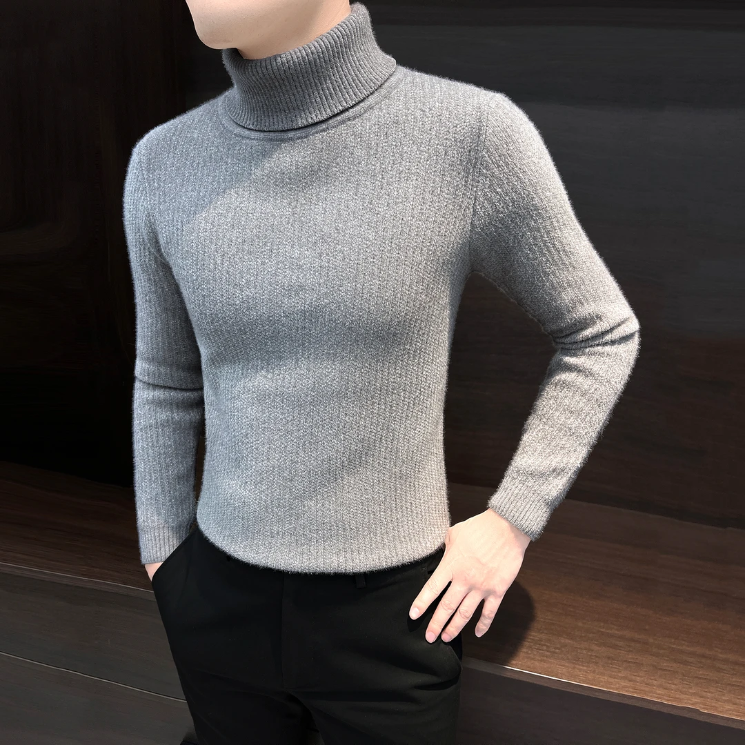 高领毛衣男款冬季2024流行衣服网红款成熟痞帅男装内搭男士套头衫
