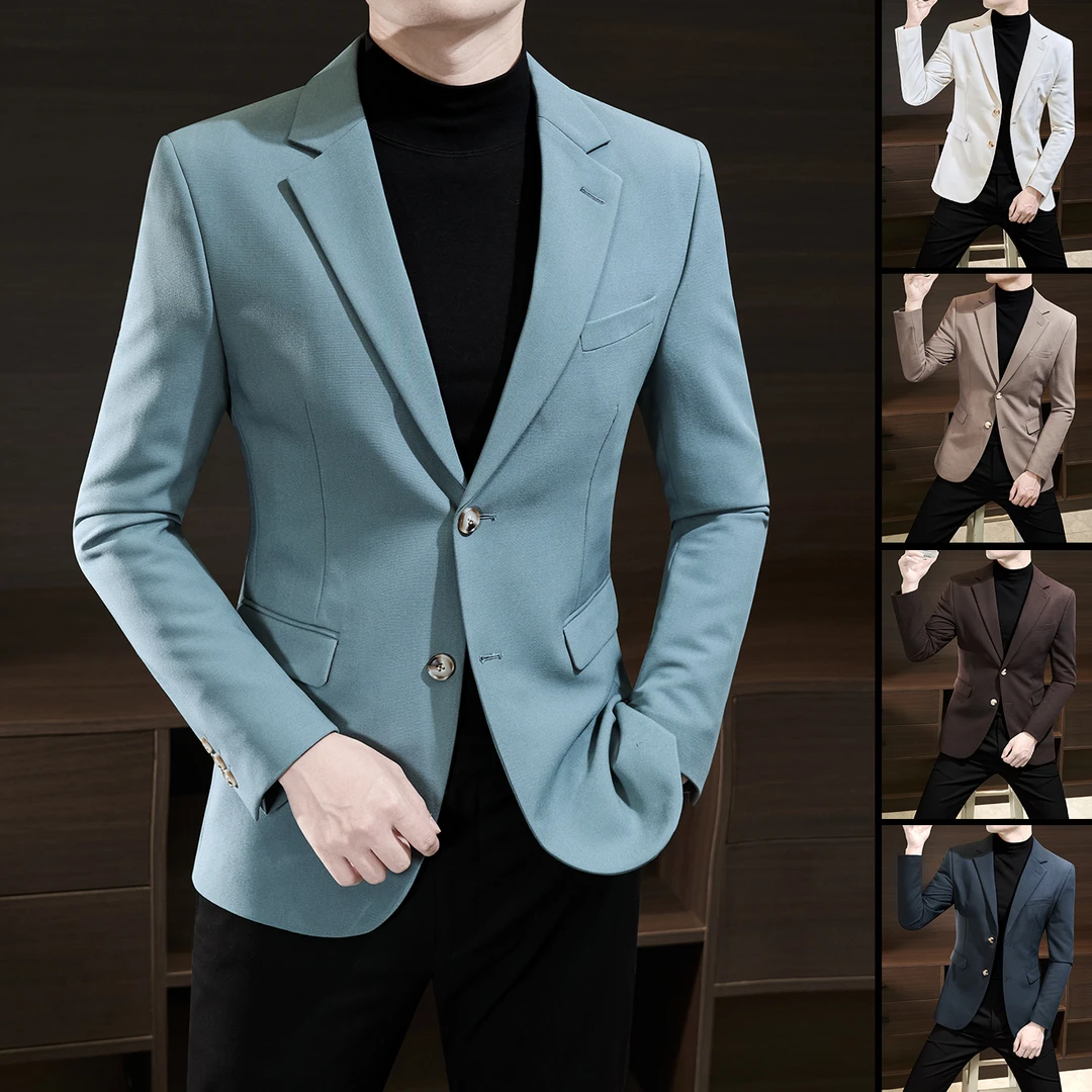 休闲西装外套男爆款2025新款高级感韩版修身商务休闲男士痞帅西服