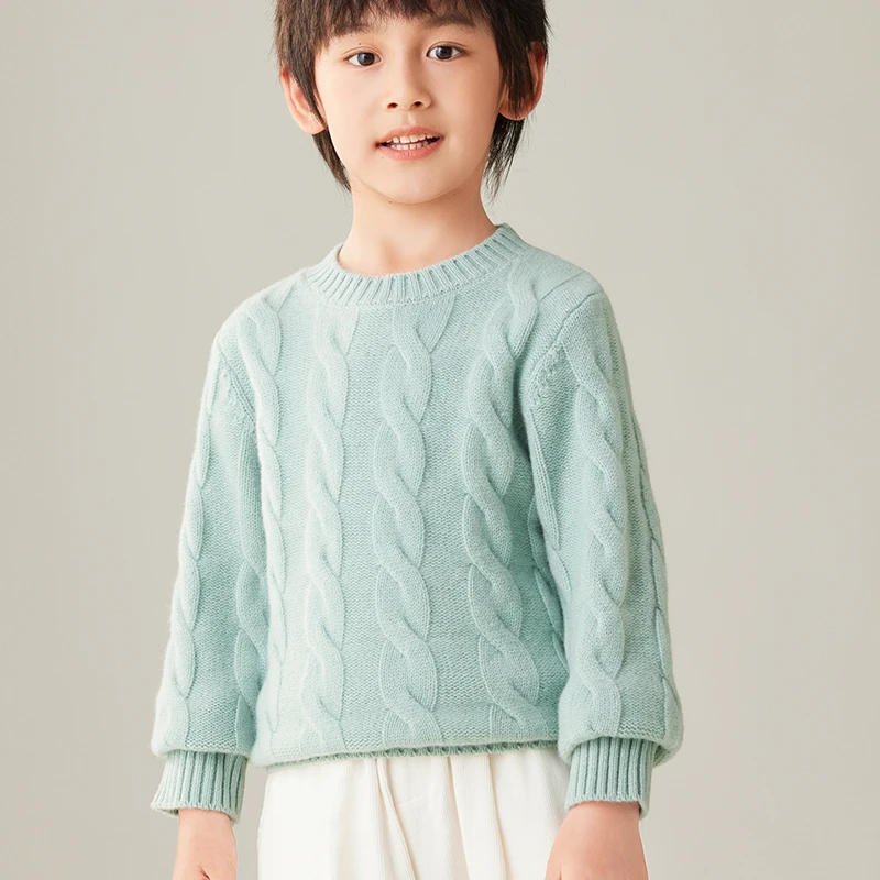 冬季半高领三股超厚秋冬儿童羊毛衫女男童打底针织衫保暖套头毛衣