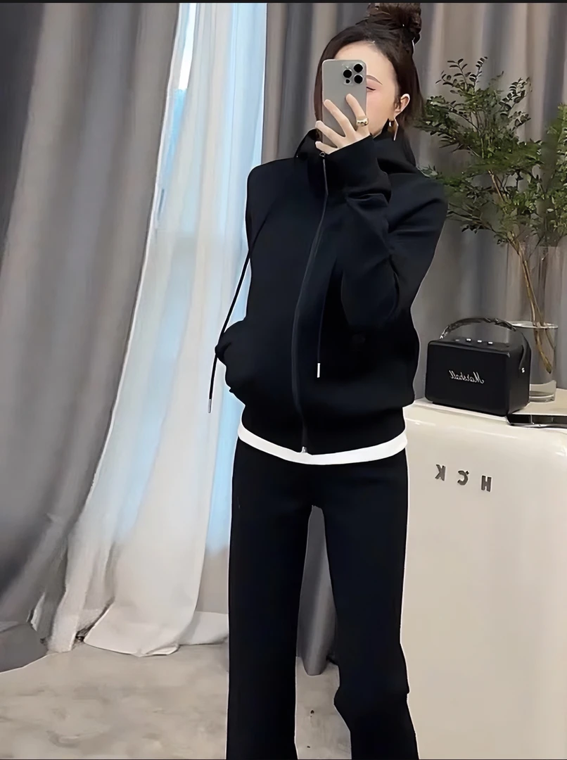 省心穿搭秋季显瘦百搭连帽卫衣休闲两件套小个子气质时尚运动套装
