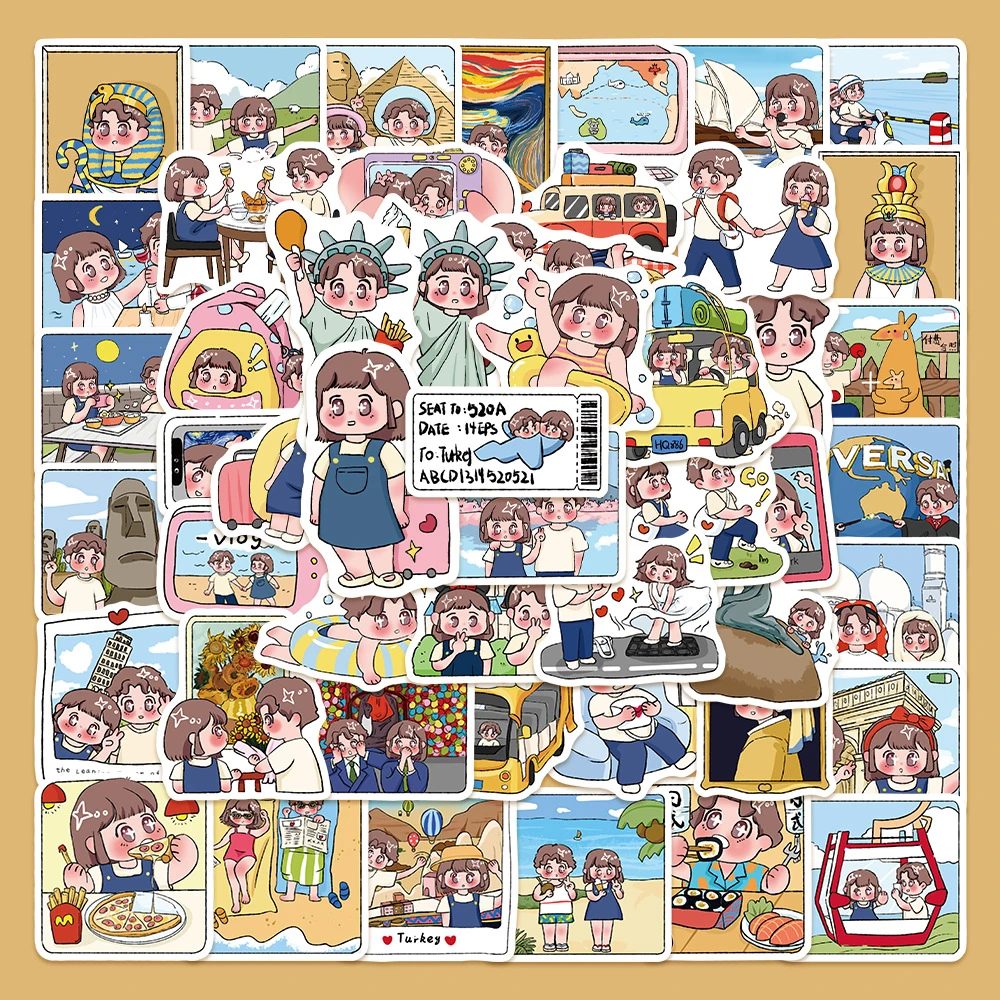 情侣旅行手机贴纸后壳苹果手机壳背面后模后盖背卡贴纸ins风创意