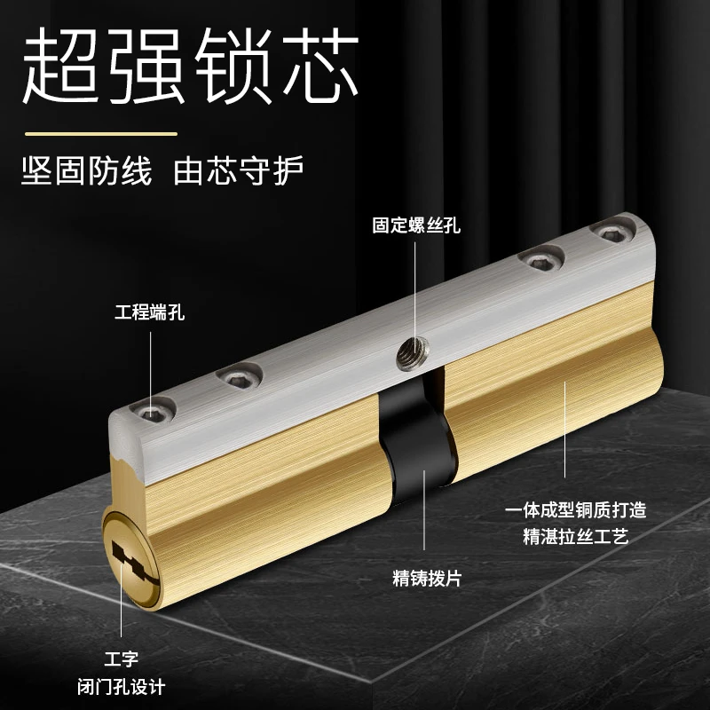 防盗门锁芯超C级锁心家用通用型入户大铁门换锁心全纯铜叶片B安装