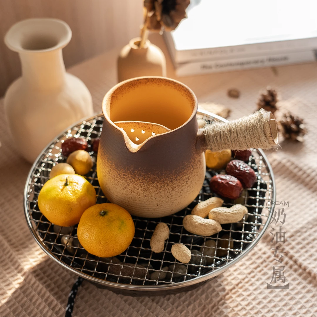 以泥围炉烤茶中式复古罐罐壶煮茶器温奶泡茶壶家用户外干烧侧把壶