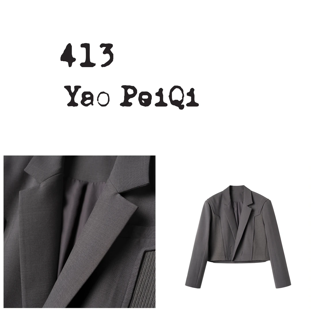YaoPeiQi 酷飒拼接设计短西装外套51008