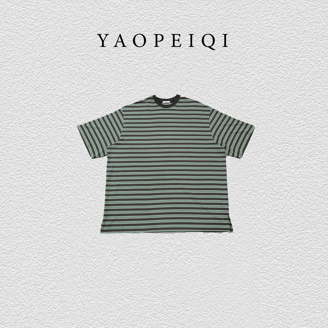 YAOPEIQI 立体小众条纹宽松T恤短袖wooc911007