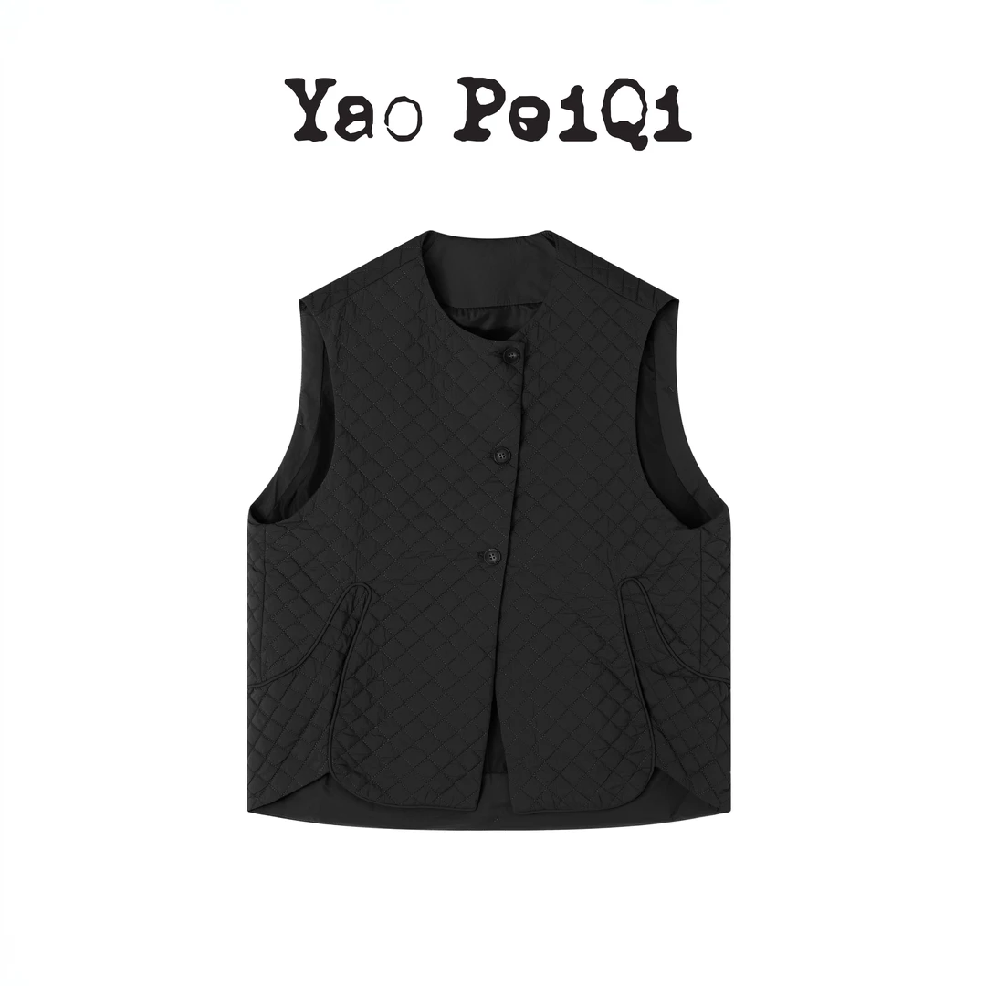 YaoPeiQi 菱格裥绵无袖坎肩马甲22QXF035