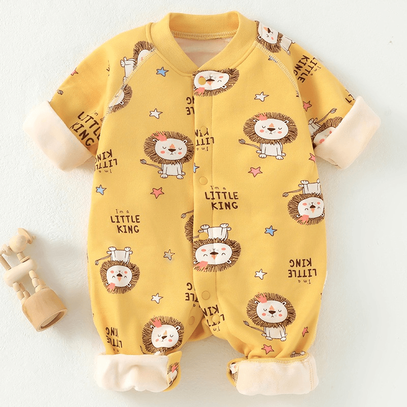 婴儿加绒连体衣加厚牛奶绒保暖新生儿衣服秋冬季服装宝宝哈衣爬服