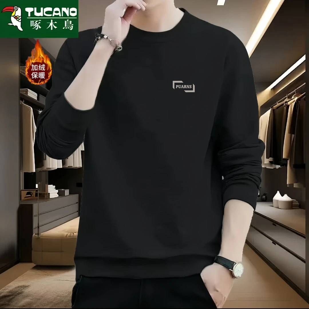 啄木鸟卫衣男士宽松新款春秋圆领加厚长袖上衣时尚百搭休闲秋衣男