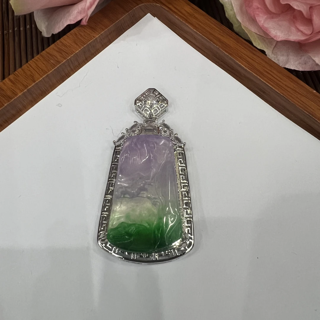 高定珠宝山水牌吊坠RX439S0828