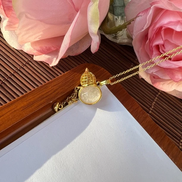 高定珠宝金丝翡翠葫芦吊坠XF338S038