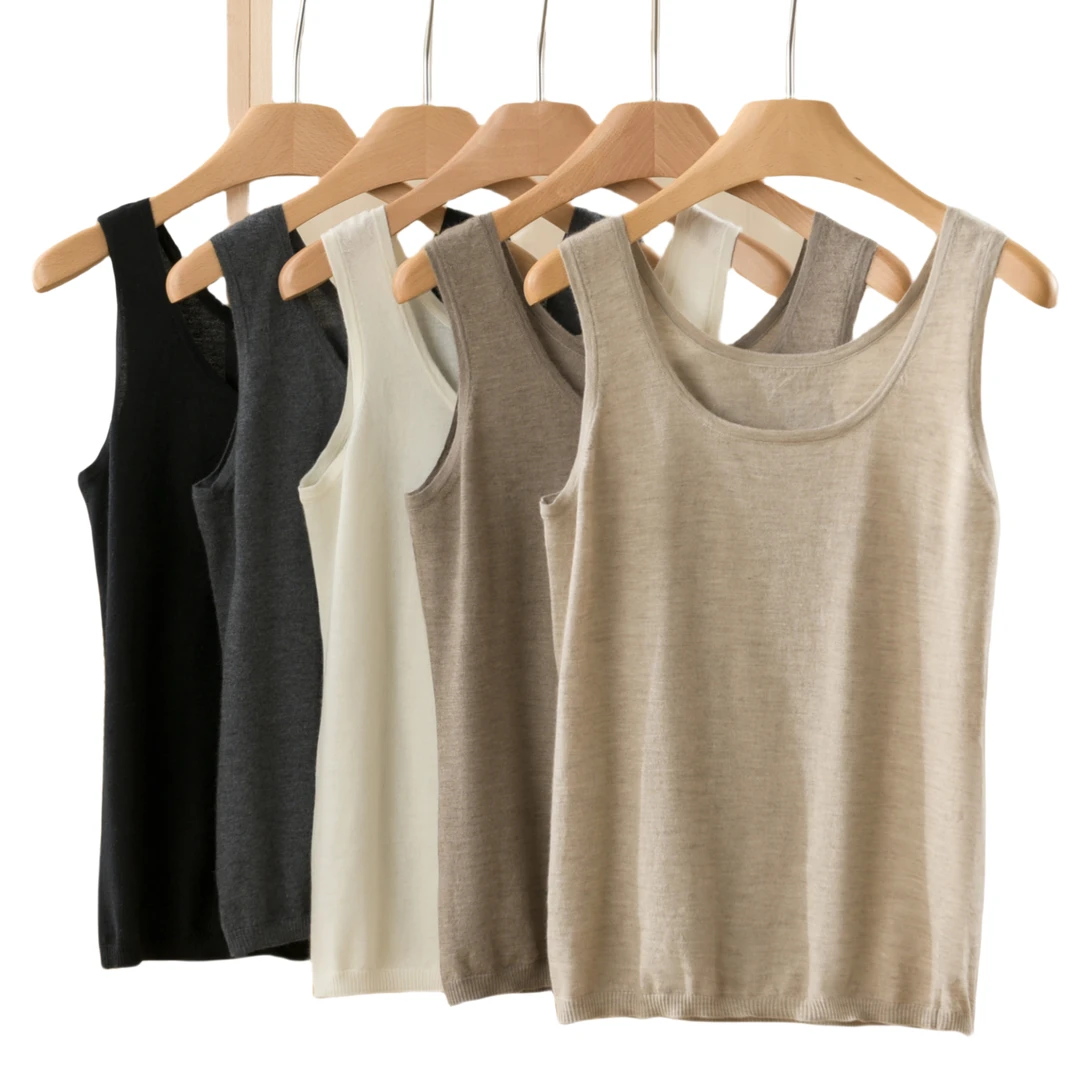 容昇祥鄂尔多斯市原产地女士68支3精纺山羊绒百搭薄款大码女背心