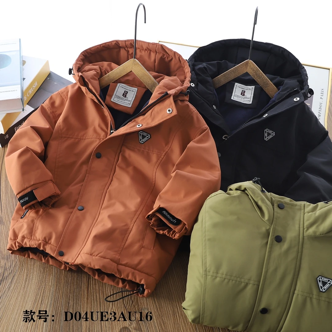 DU4男童棉服儿童棉衣户外连帽加厚防风外套上衣3au16冬季棉衣加绒