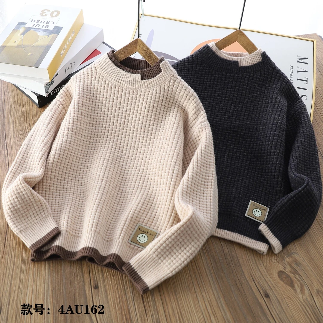 DU4男女童毛衣针织衫4au162儿童男童秋冬套头圆领大童