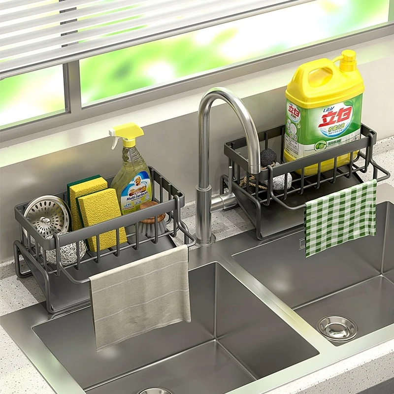 厨房置物架抹布架收纳沥水架水龙头水池洗碗海绵钢丝球架水槽用品