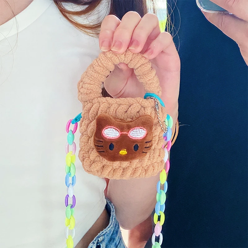 hellokitty毛绒耳机包diy手工编织材料包自制苹果蓝牙耳机保护套