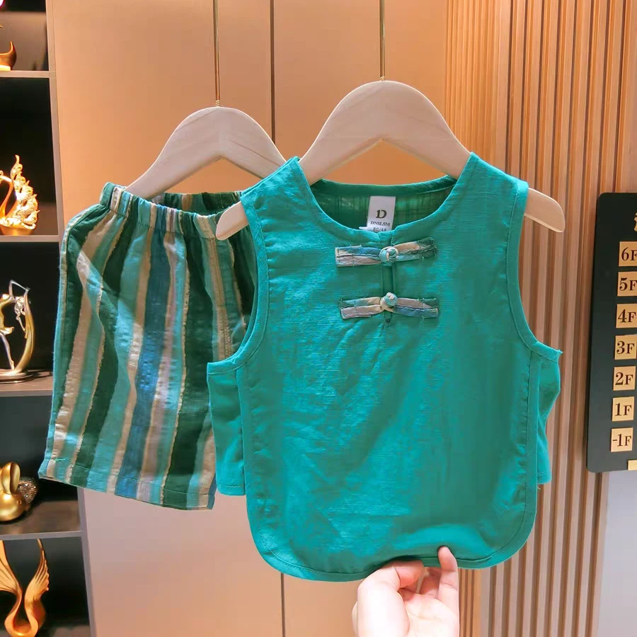 男童套装夏装宝宝背心幼儿外出服超萌炸街汉服国风儿童服装痞帅唐