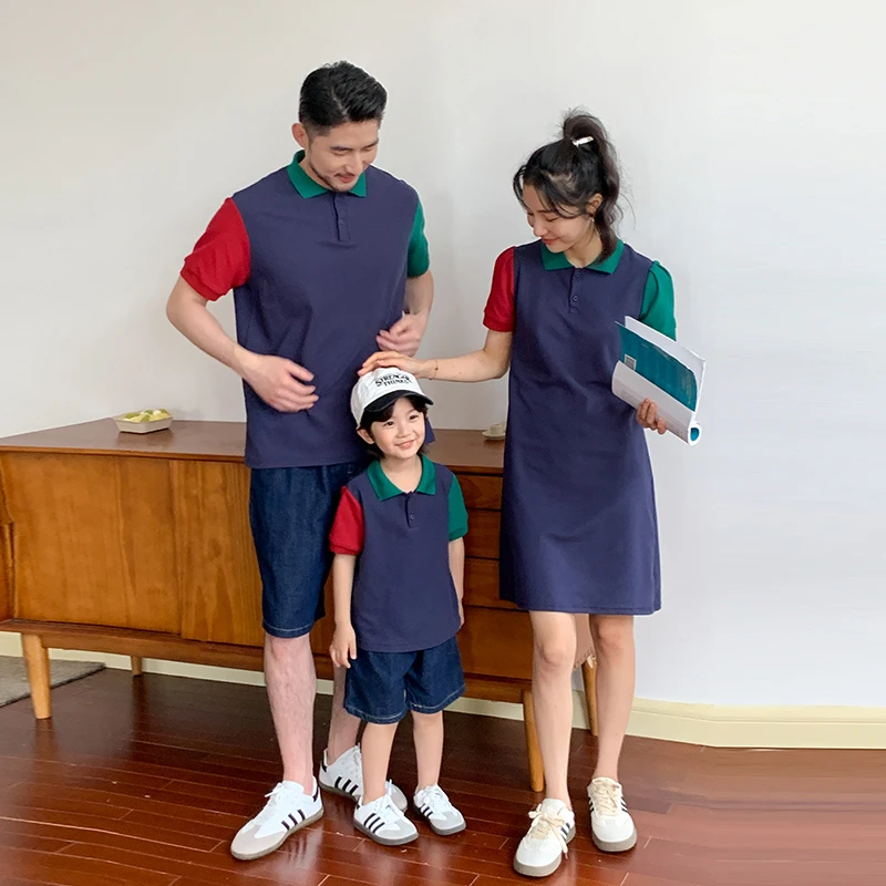 母女装连衣裙t恤polo亲子装情侣2025夏季幼儿园夏装一家三口t