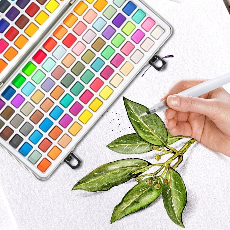 Ginflash大师级168色固体水彩颜料学生美术国画水彩套装美甲绘画