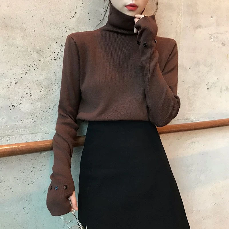 大码胖mm秋冬高领打底衫女胖妹妹200斤遮肚显瘦纯色针织洋气上衣