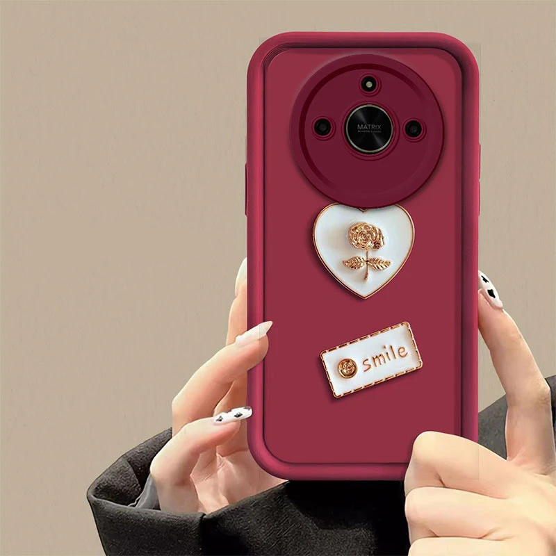 玫瑰爱心荣耀X50手机壳X50I天眼防摔全包磨砂软创意潮牌ins