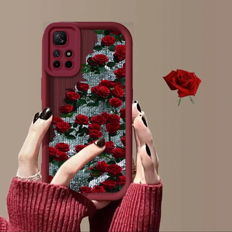 竖纹玫瑰红米NOTE11 5G手机壳NOTE11 4G金刚砂NOTE11PRO 5G软