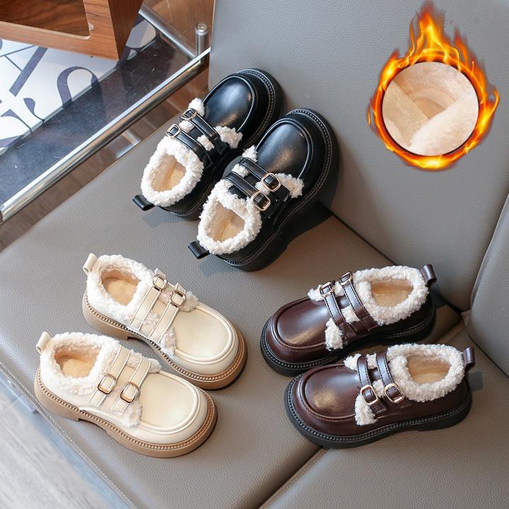 23-36码女童棉鞋加绒英伦风公主鞋2024秋冬新款保暖加厚软底女孩